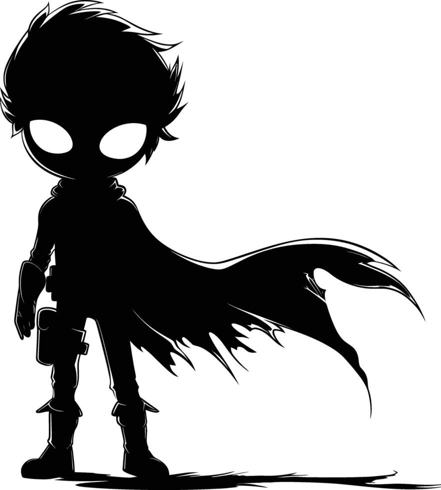 AI generated Silhouette cute hero black color only full body vector