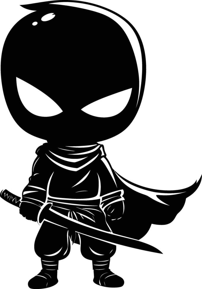 AI generated Silhouette cute hero black color only full body vector