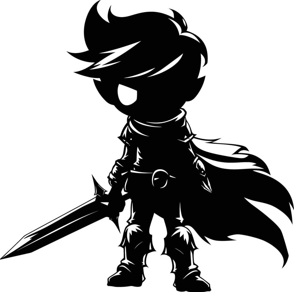 AI generated Silhouette cute hero black color only full body vector