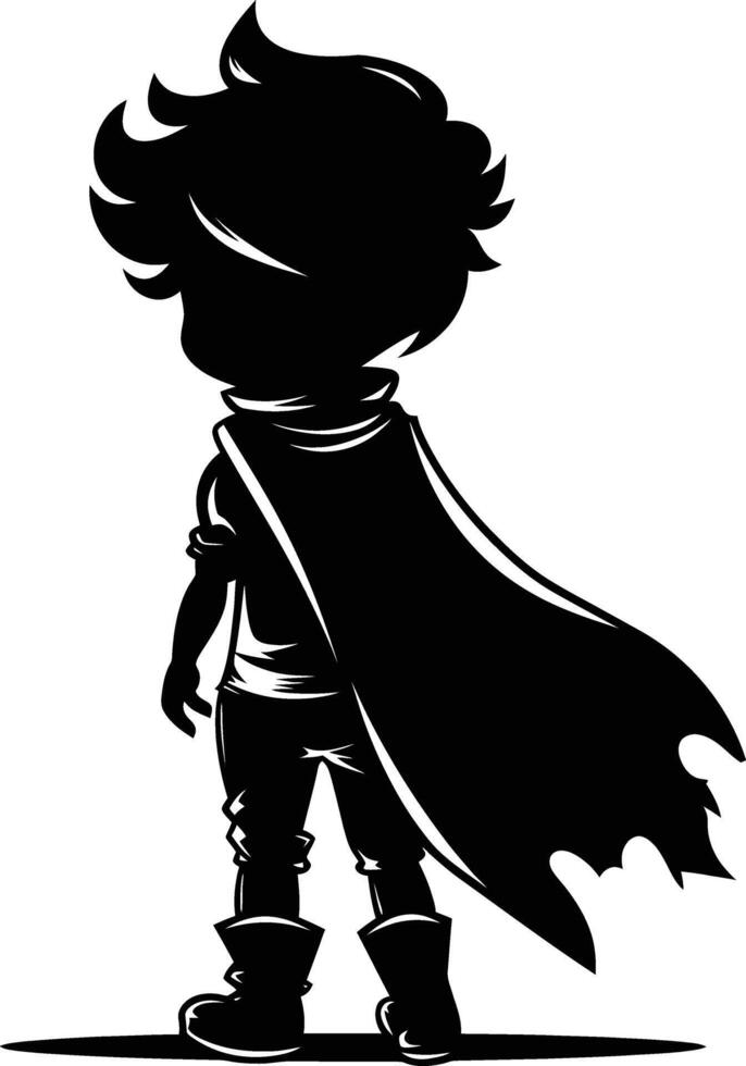 AI generated Silhouette cute hero black color only full body vector