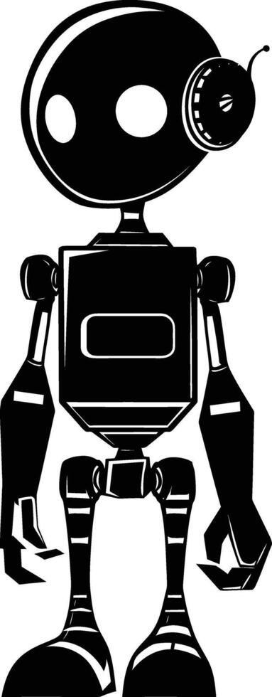 AI generated Silhouette cute robot black color only full body body vector