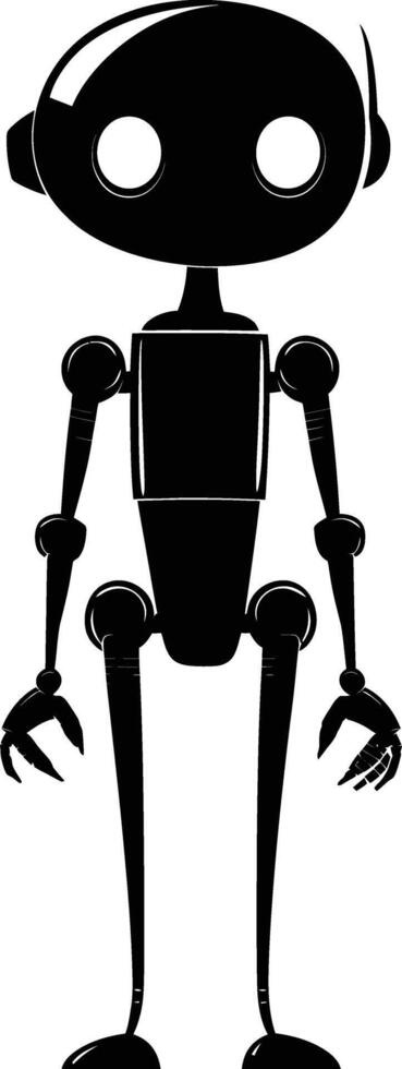 AI generated Silhouette cute robot black color only full body body vector