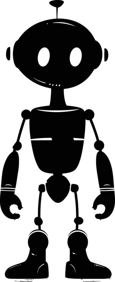 AI generated Silhouette cute robot black color only full body body vector