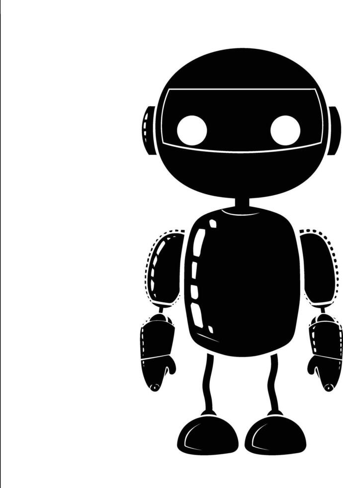 AI generated Silhouette cute robot black color only full body body vector