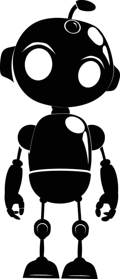 ai generado silueta linda robot negro color solamente lleno cuerpo cuerpo vector