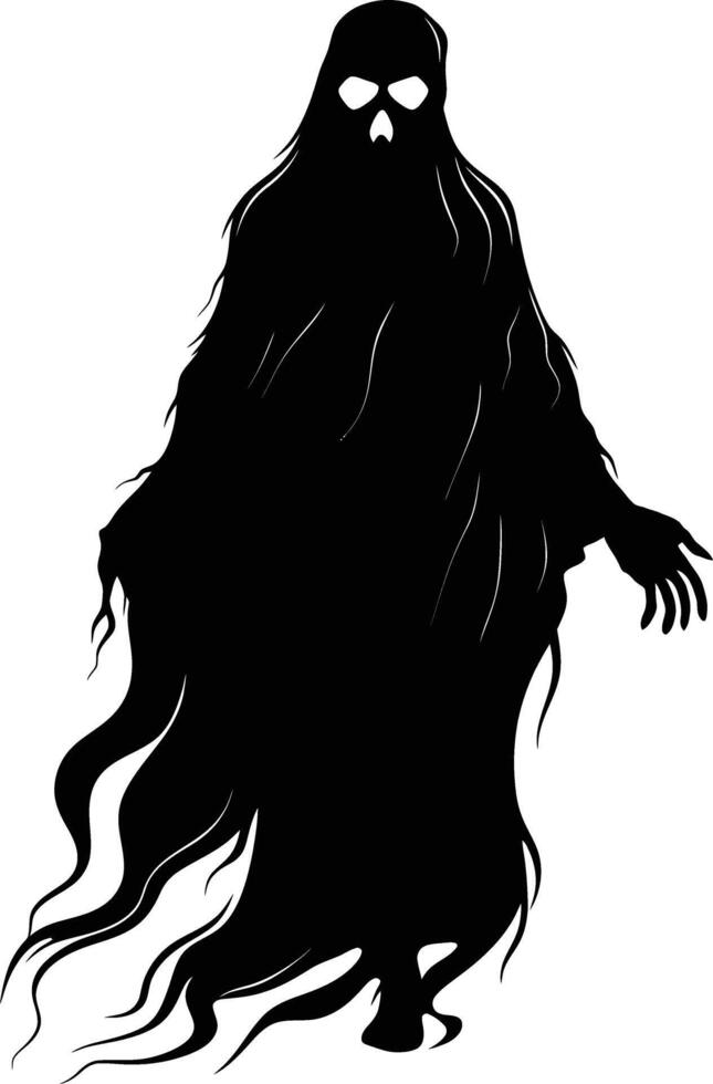 AI generated Silhouette ghost black color only full body body vector