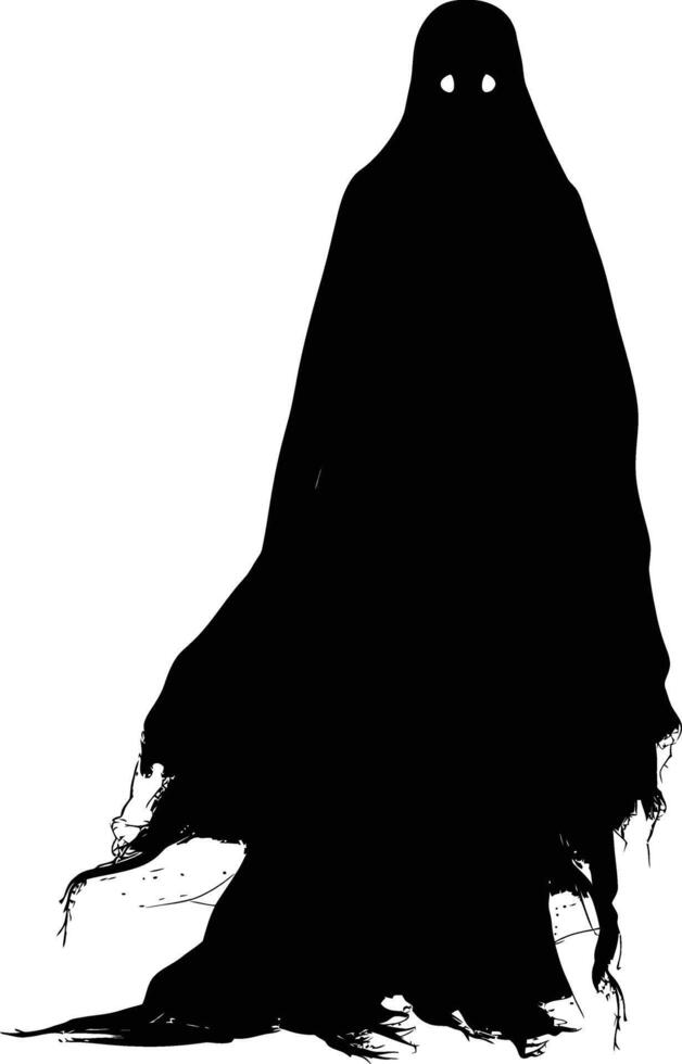 AI generated Silhouette ghost black color only full body body vector