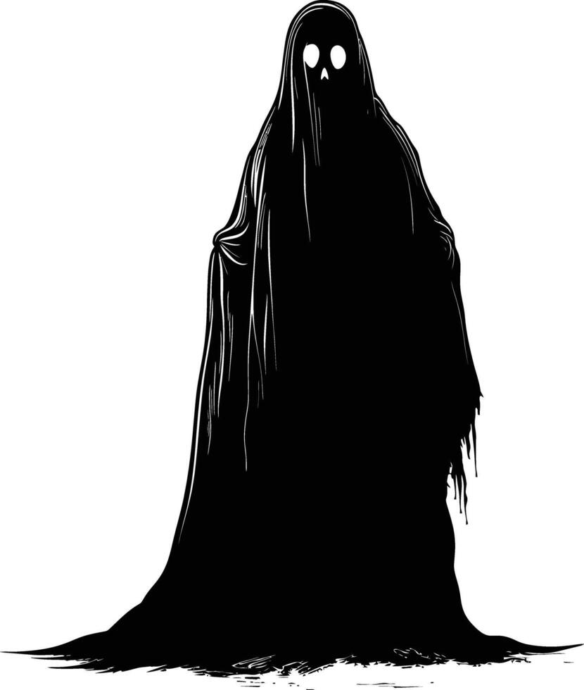 AI generated Silhouette ghost black color only full body body vector