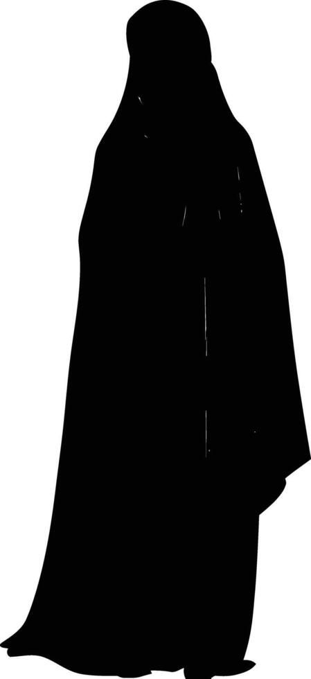 ai generado silueta niña vestir hijab negro color solamente lleno cuerpo vector