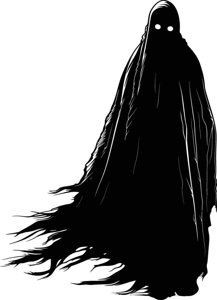 AI generated Silhouette ghost black color only full body body vector