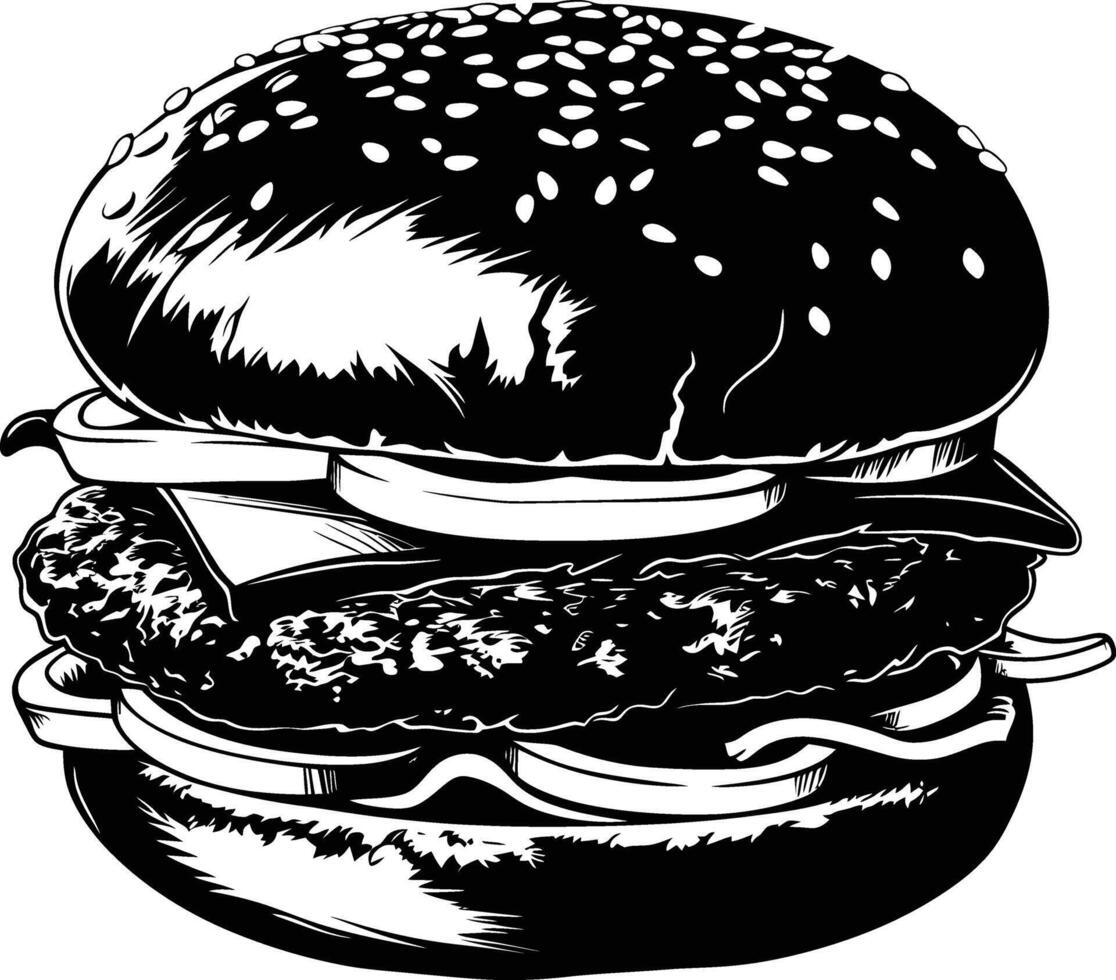 ai generado silueta hamburguesa negro color solamente lleno cuerpo cuerpo vector