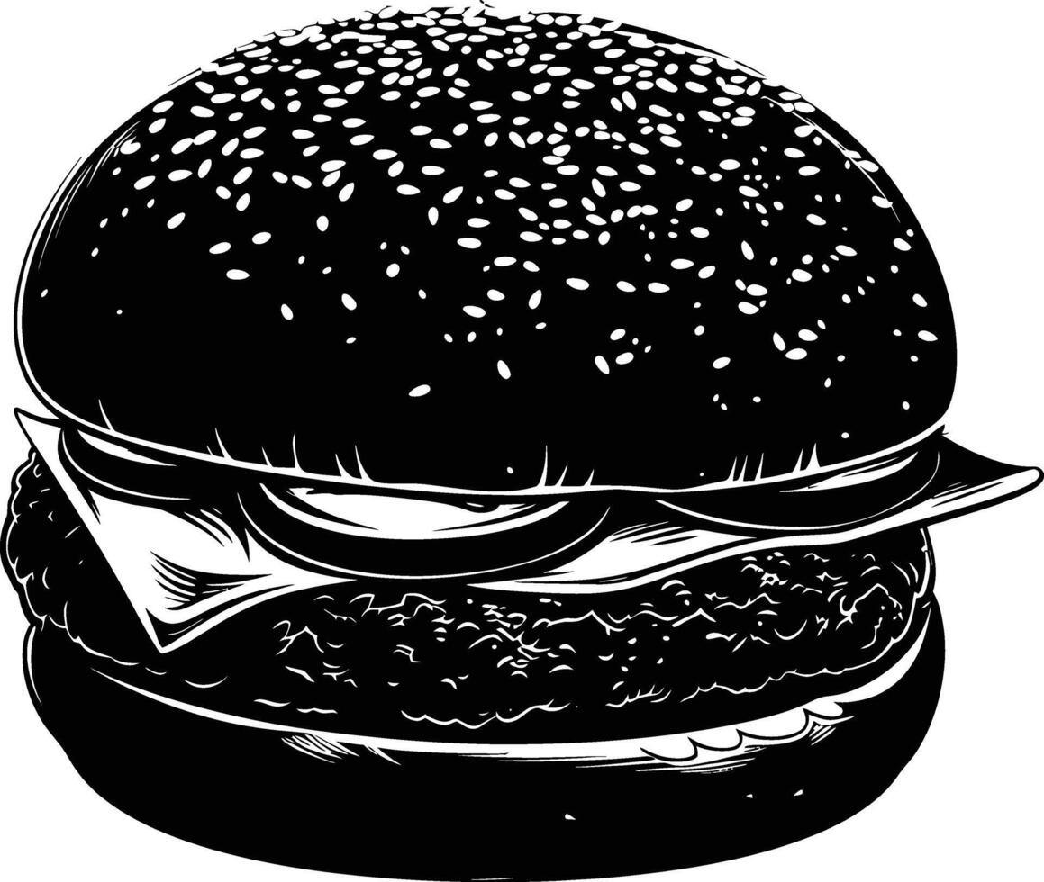 AI generated Silhouette hamburger black color only full body body vector