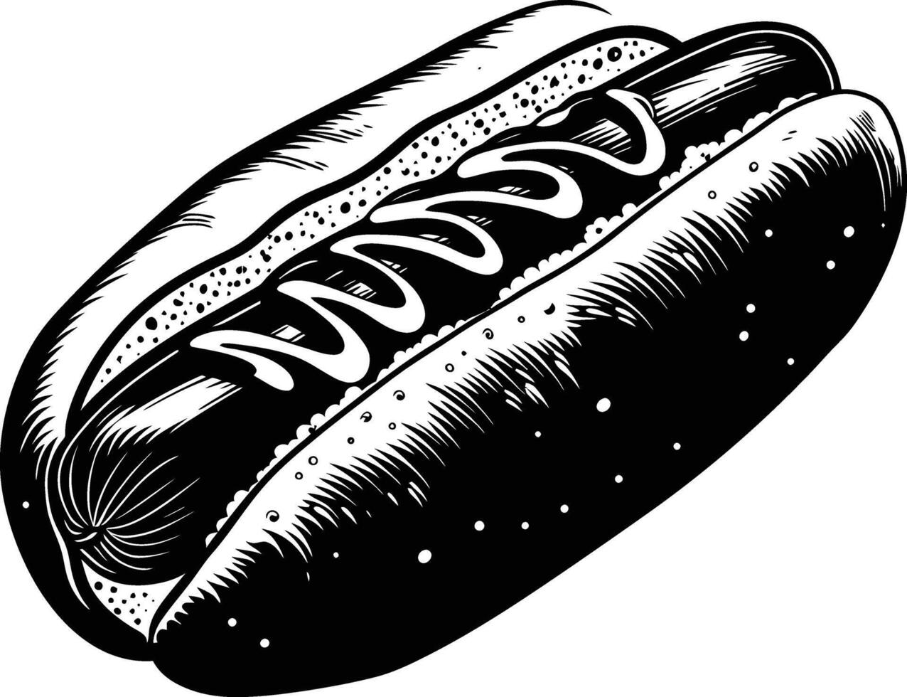 AI generated Silhouette hotdog black color only full body body vector