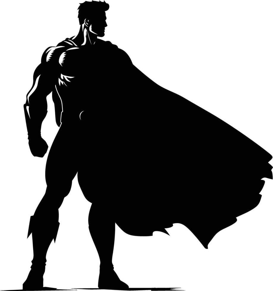 AI generated Silhouette hero black color only full body vector