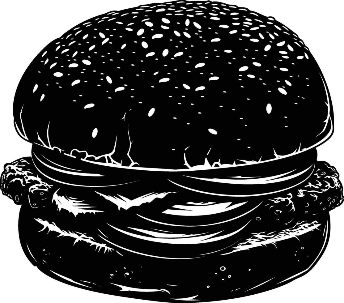AI generated Silhouette hamburger black color only full body body vector
