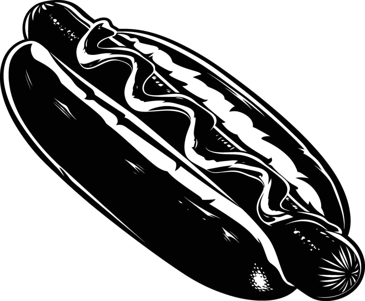 AI generated Silhouette hotdog black color only full body body vector