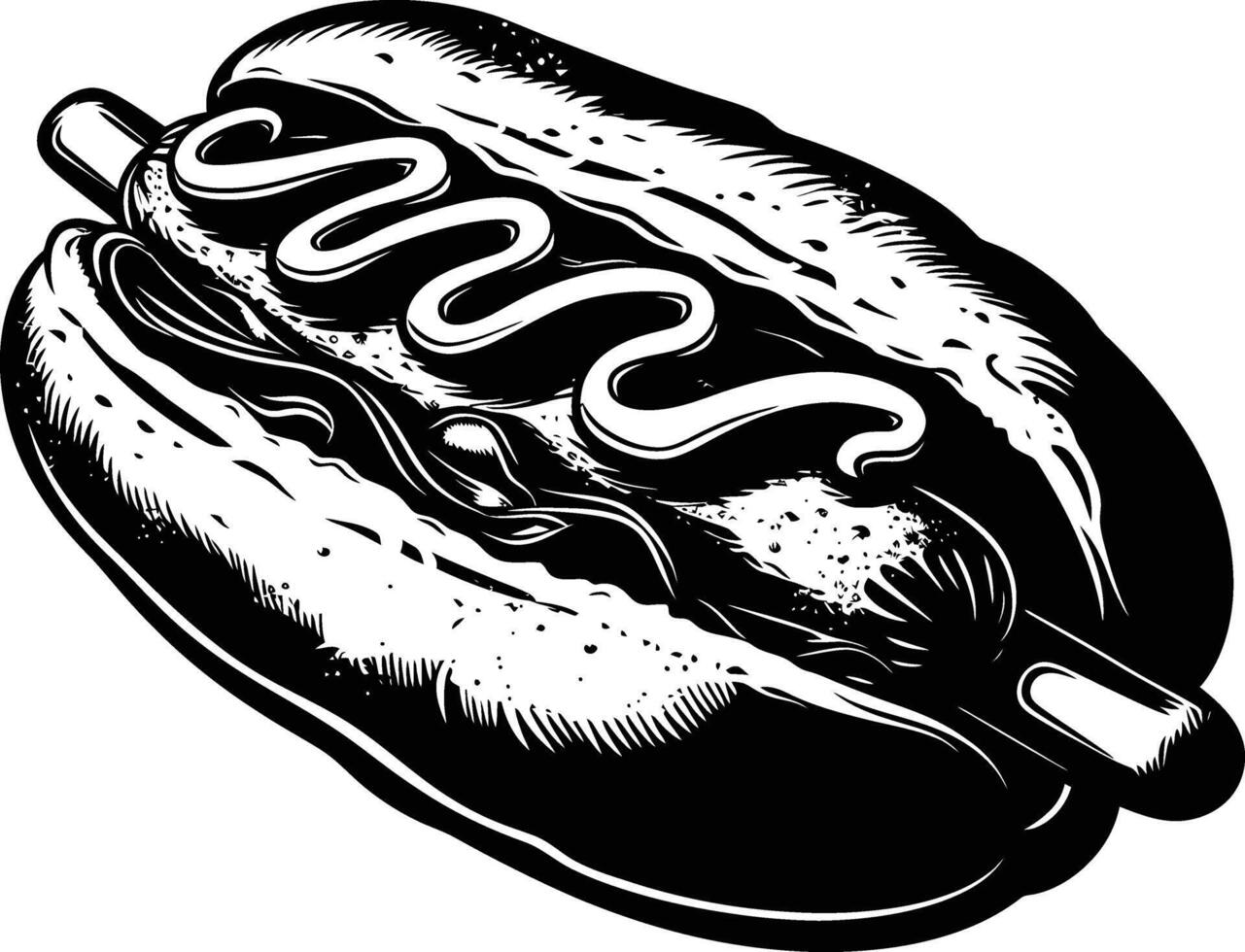 AI generated Silhouette hotdog black color only full body body vector