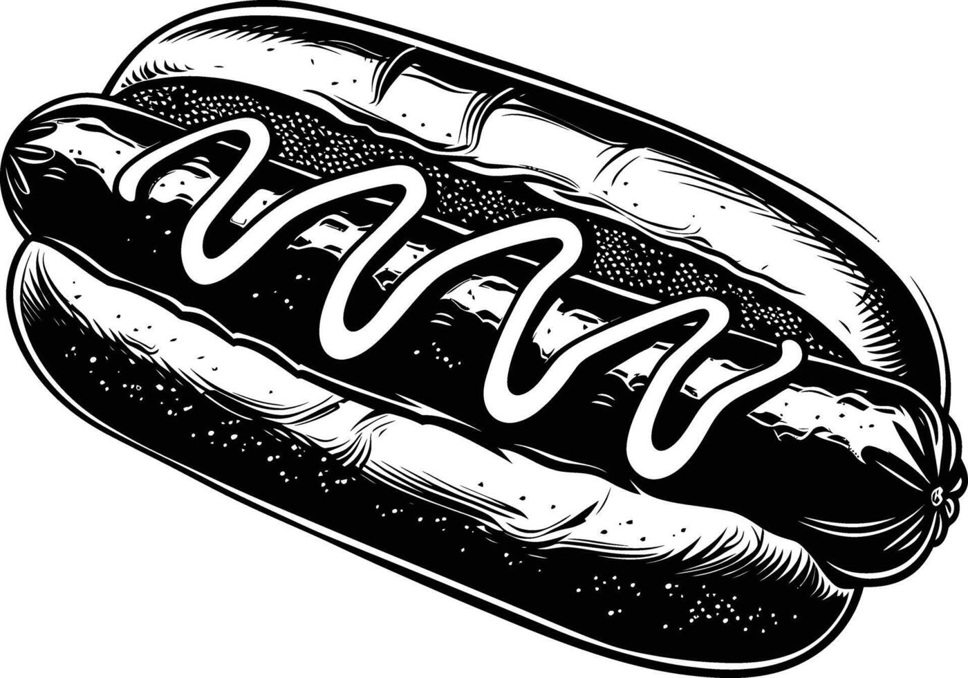 AI generated Silhouette hotdog black color only full body body vector