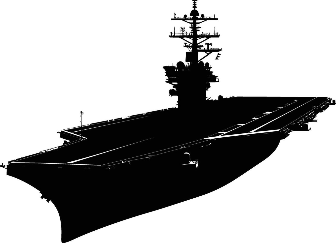 AI generated Silhouette Aircraft carrier top view black color only vector