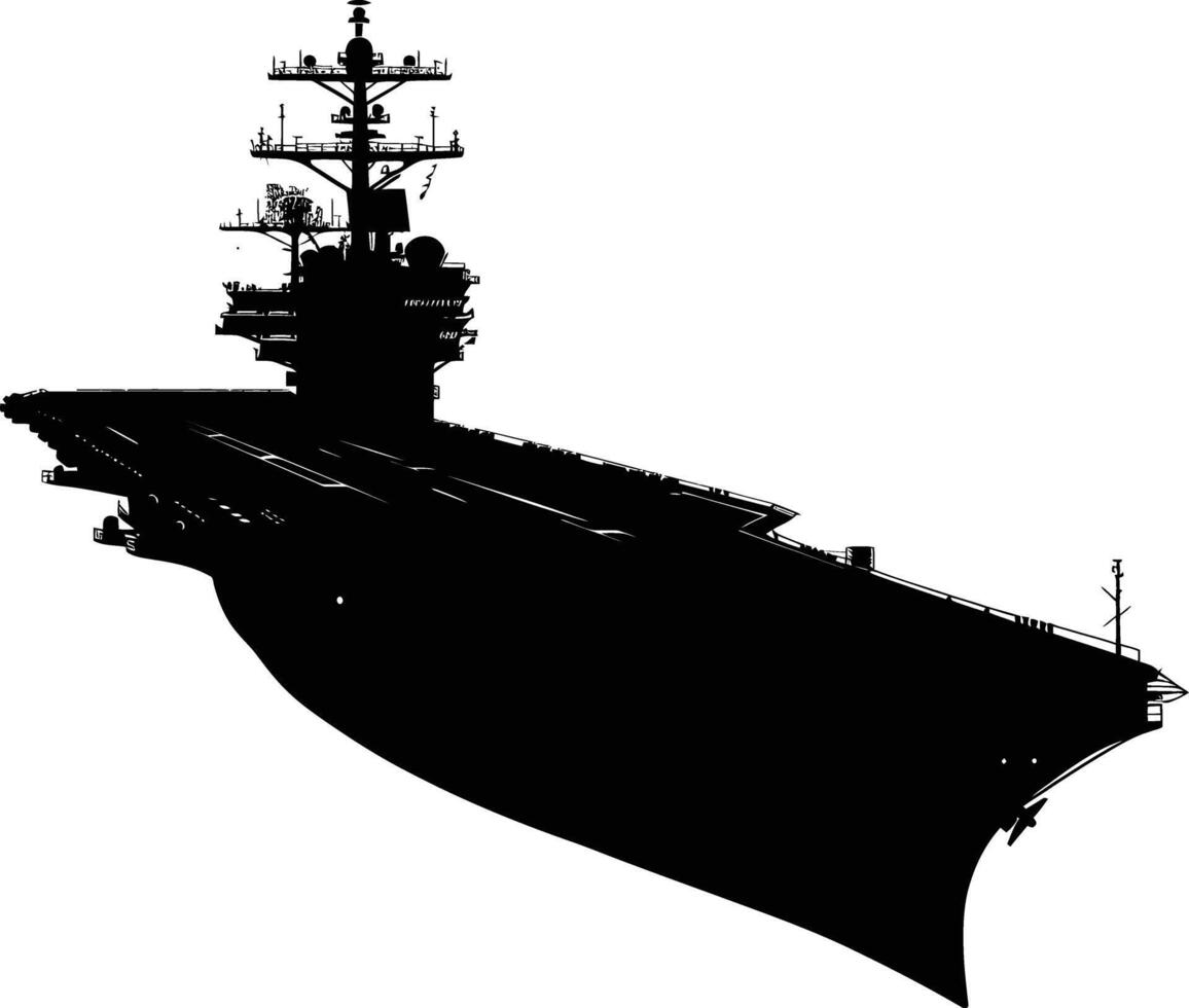 AI generated Silhouette Aircraft carrier top view black color only vector