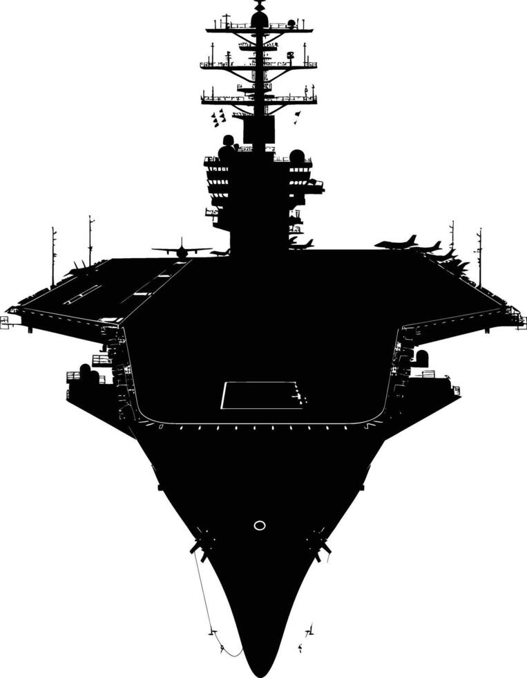 AI generated Silhouette Aircraft carrier top view black color only vector