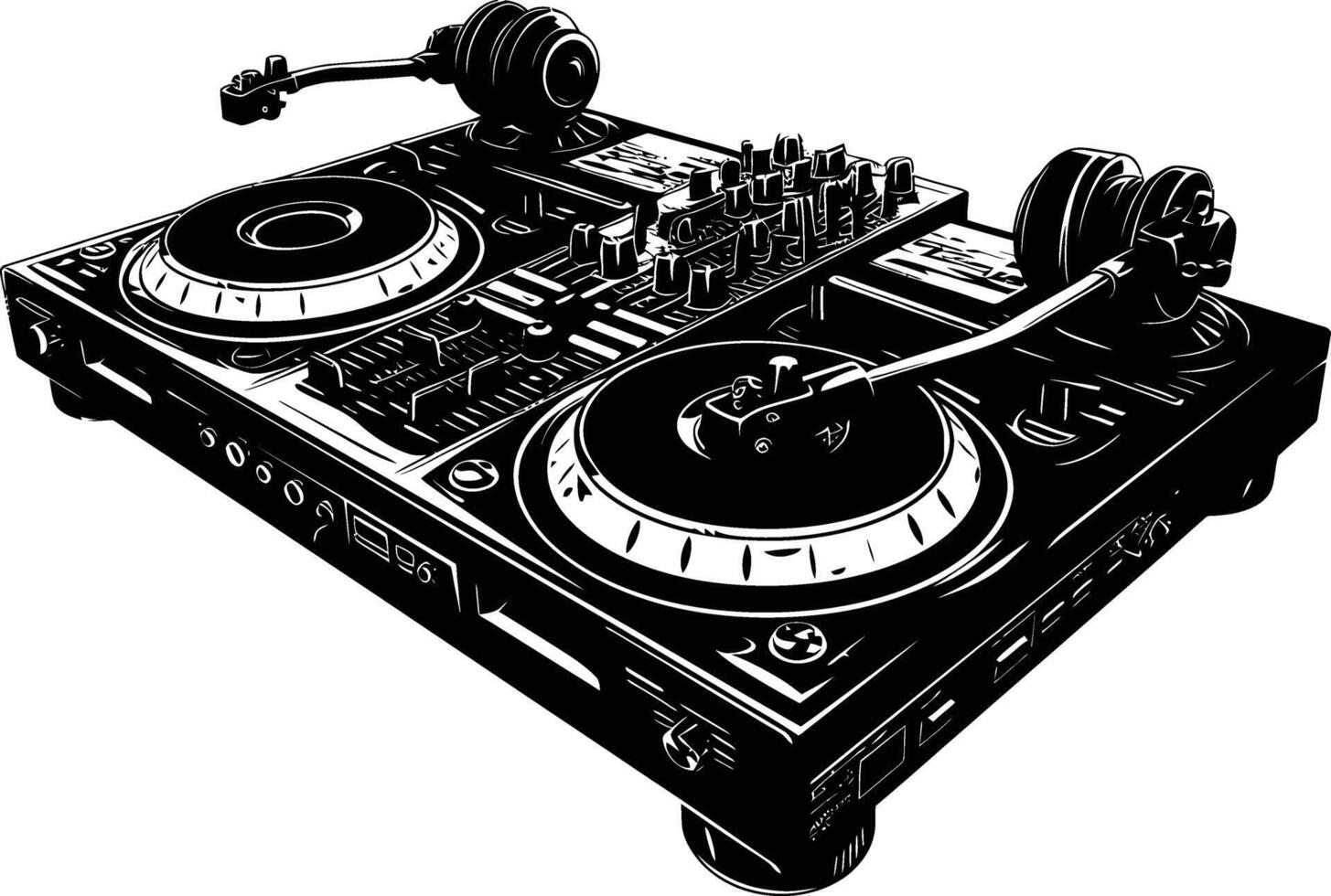 AI generated Silhouette DJ Controller black color only vector