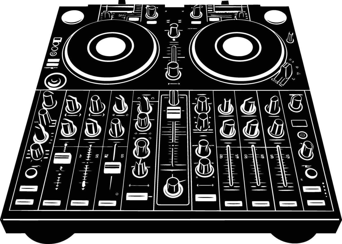 AI generated Silhouette DJ Controller black color only vector