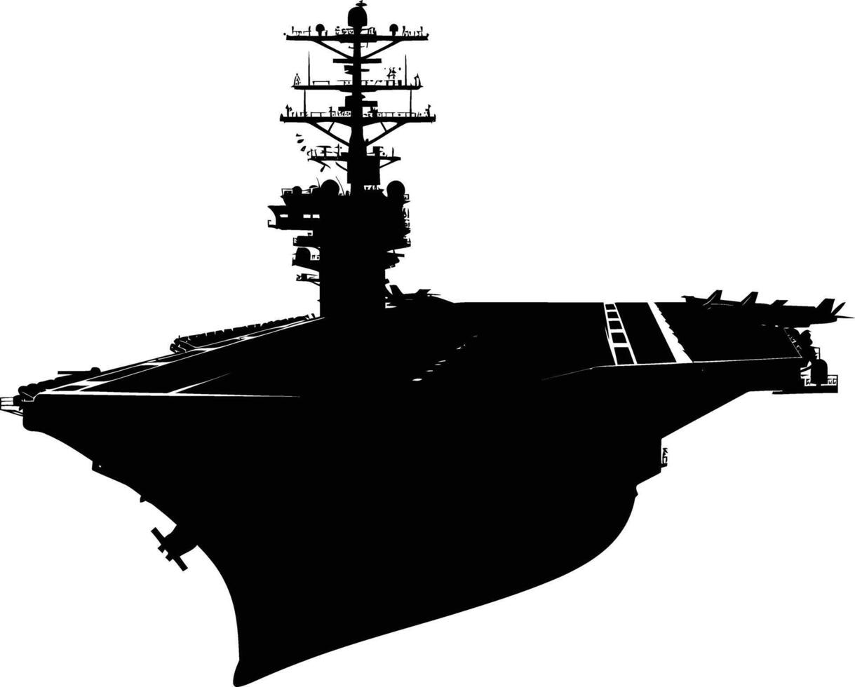 AI generated Silhouette Aircraft carrier top view black color only vector