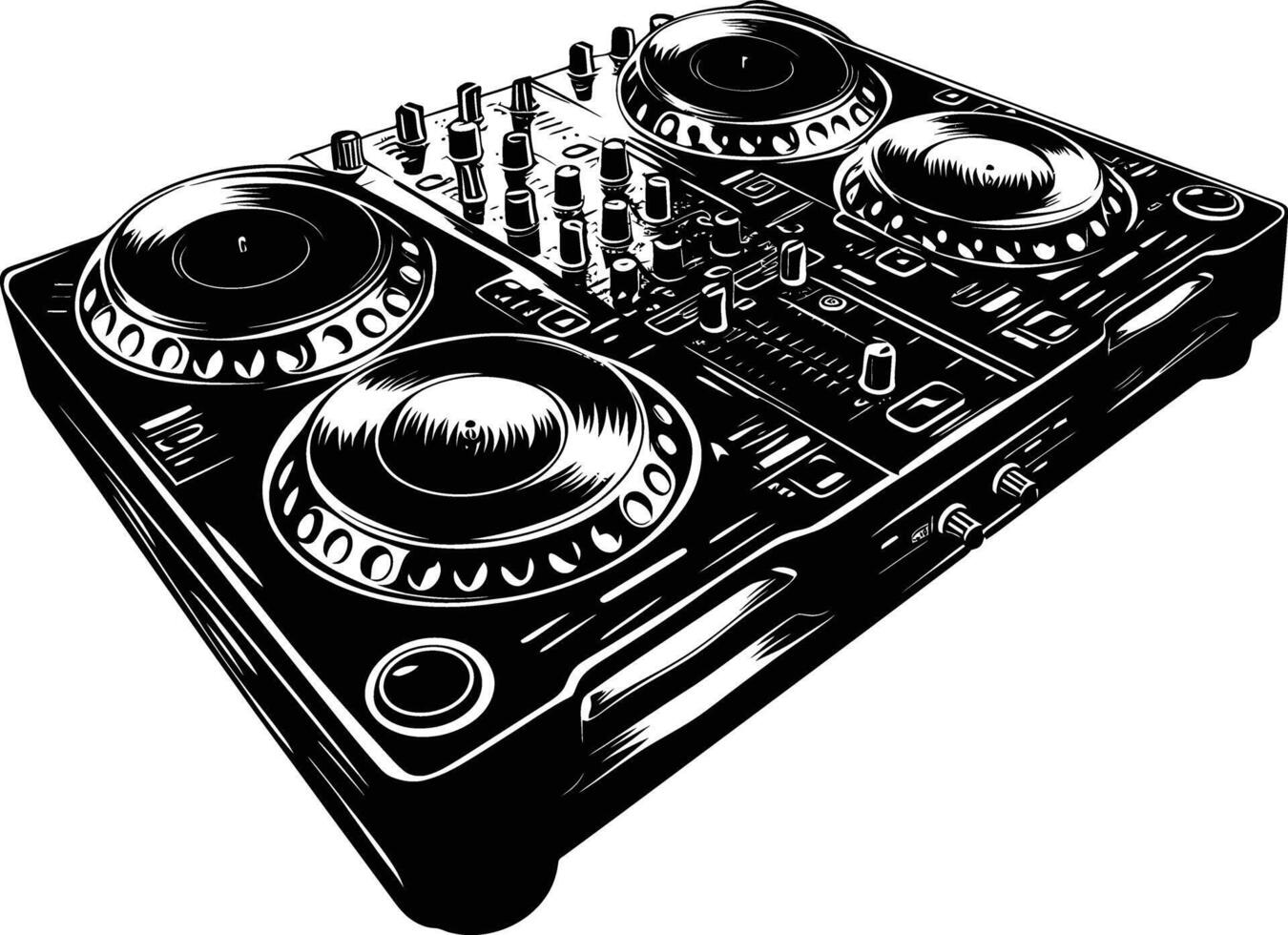 AI generated Silhouette DJ Controller black color only vector