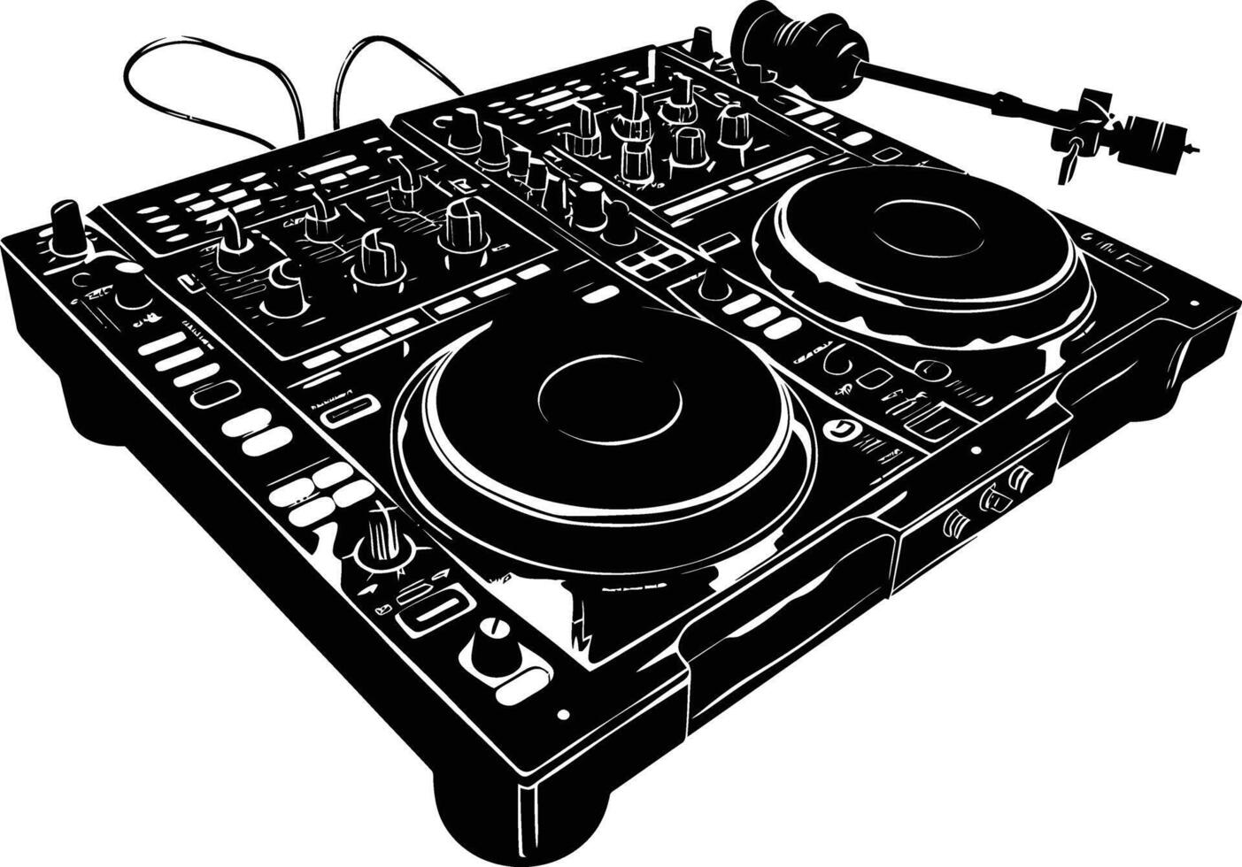 AI generated Silhouette DJ Controller black color only vector