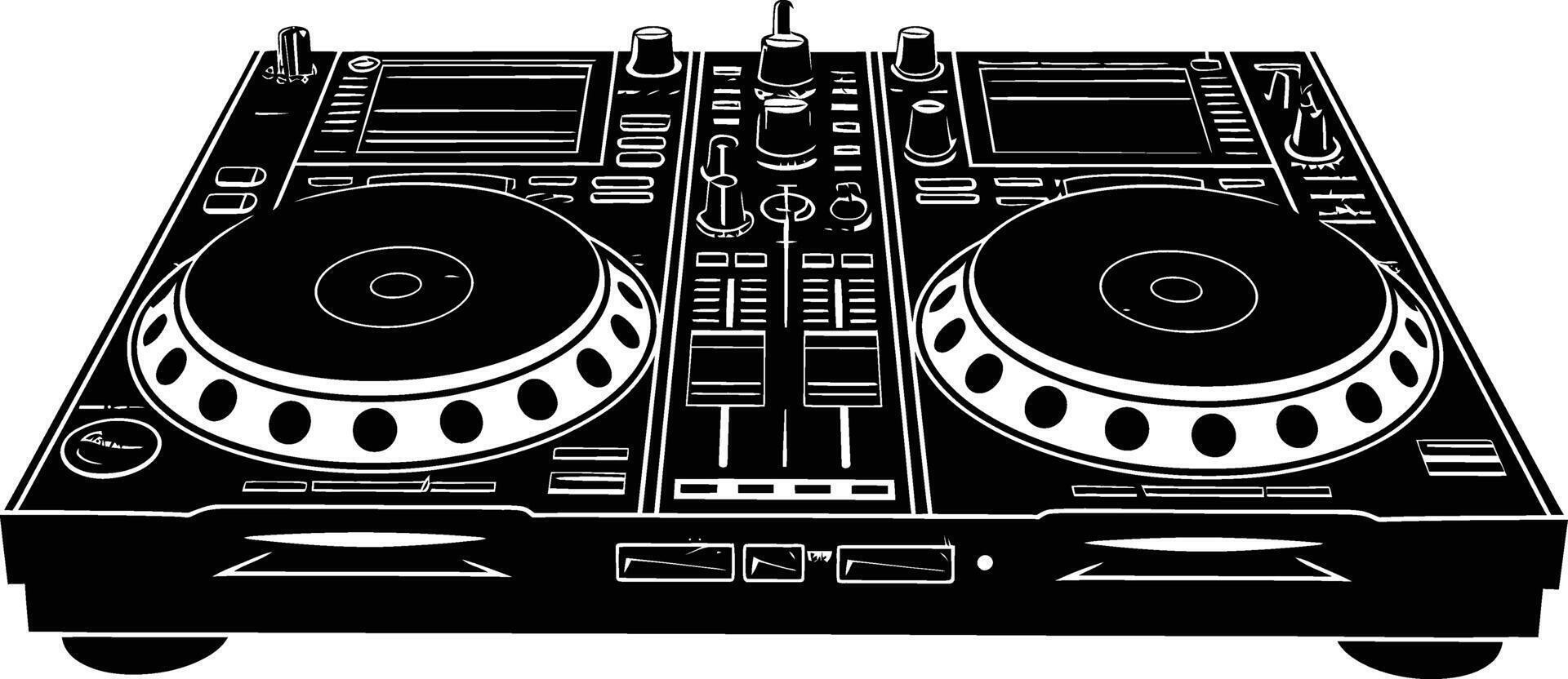 AI generated Silhouette DJ Controller black color only vector