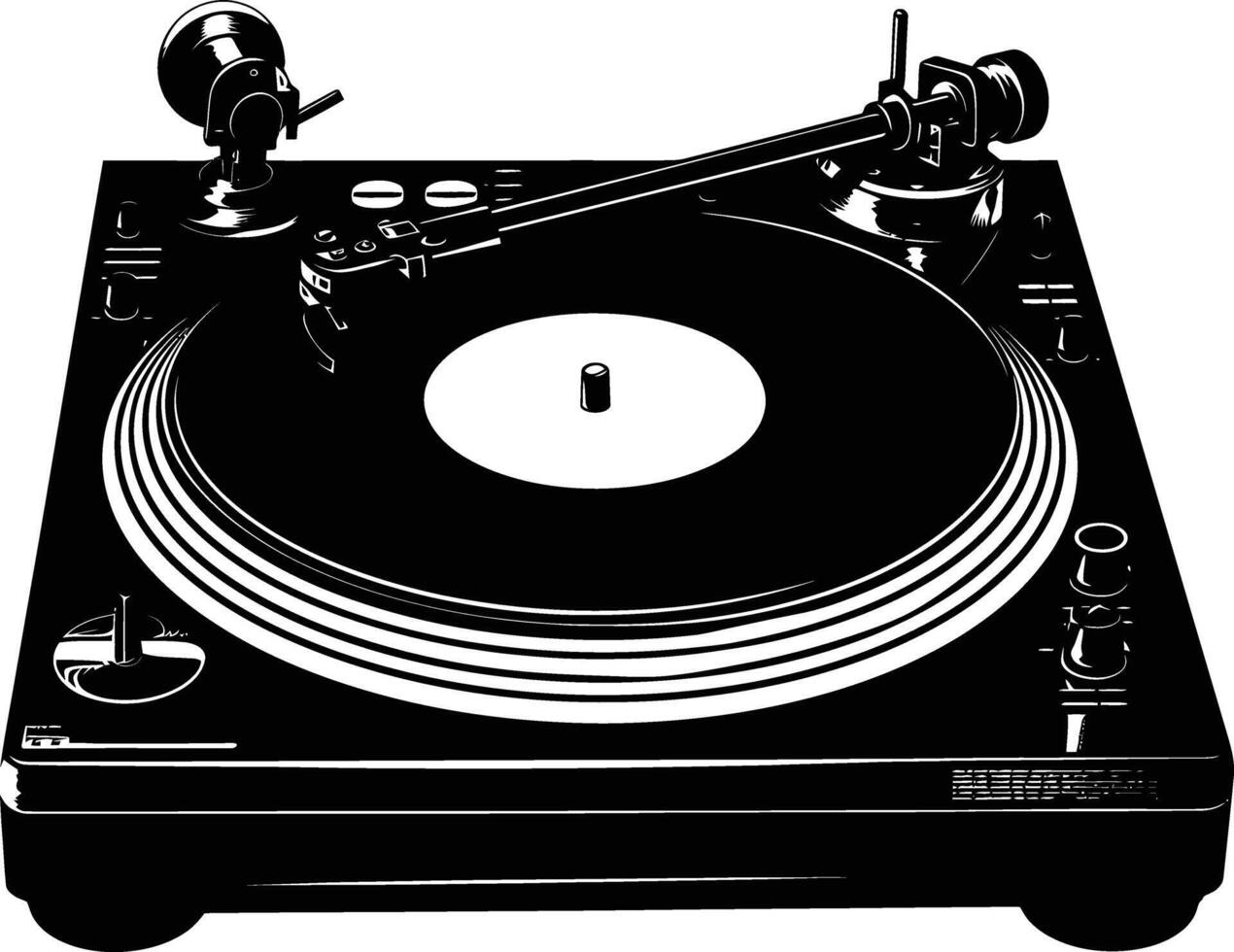 AI generated Silhouette DJ Turntable black color only vector