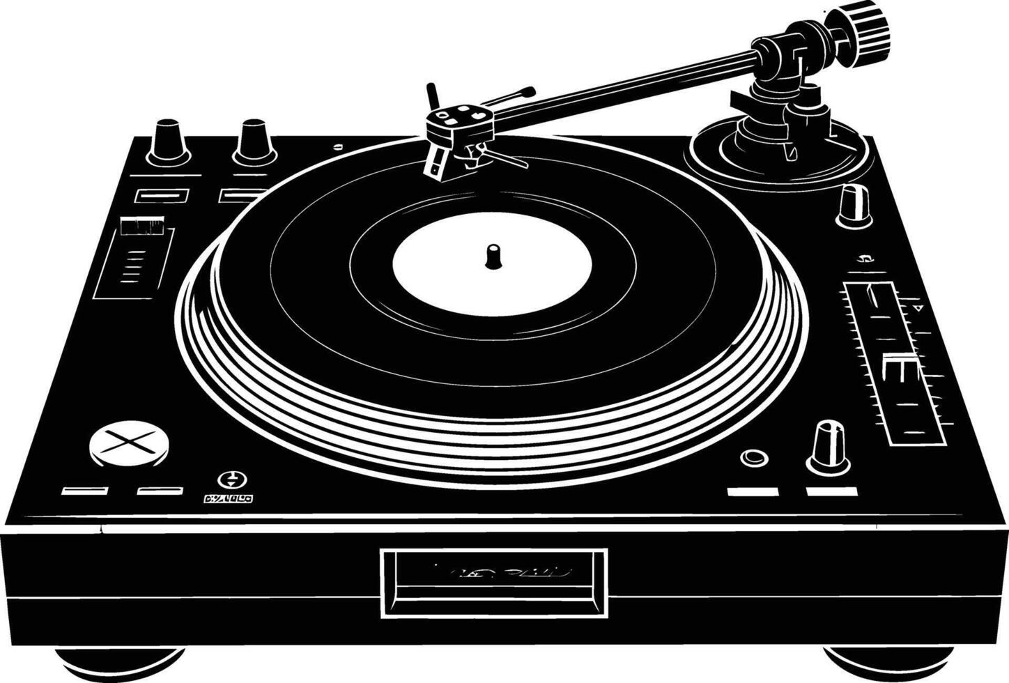 AI generated Silhouette DJ Turntable black color only vector