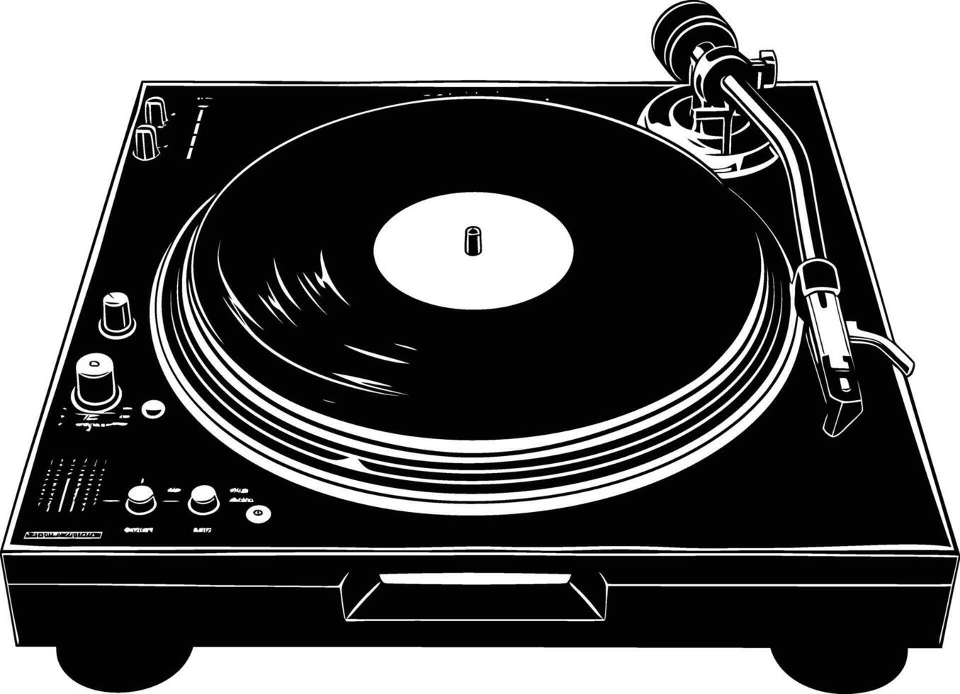 AI generated Silhouette DJ Turntable black color only vector