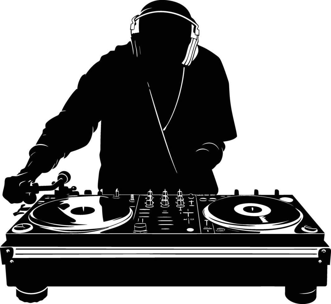 ai generado silueta DJ placa giratoria negro color solamente vector