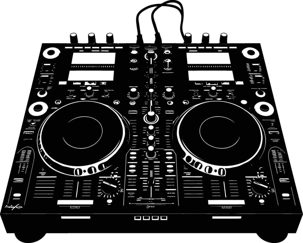 AI generated Silhouette DJ Controller black color only vector