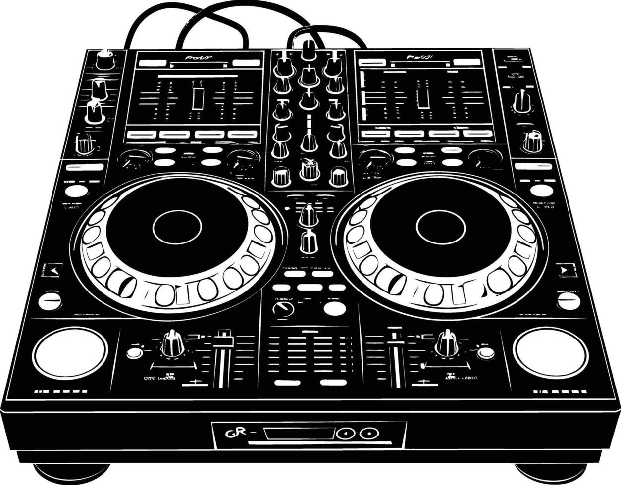 ai generado silueta DJ controlador negro color solamente vector