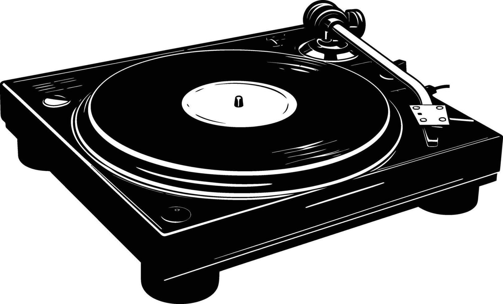 AI generated Silhouette DJ Turntable black color only vector