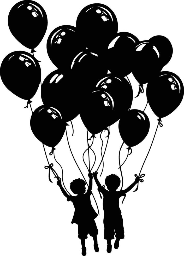 AI generated Silhouette balloon party black color only vector