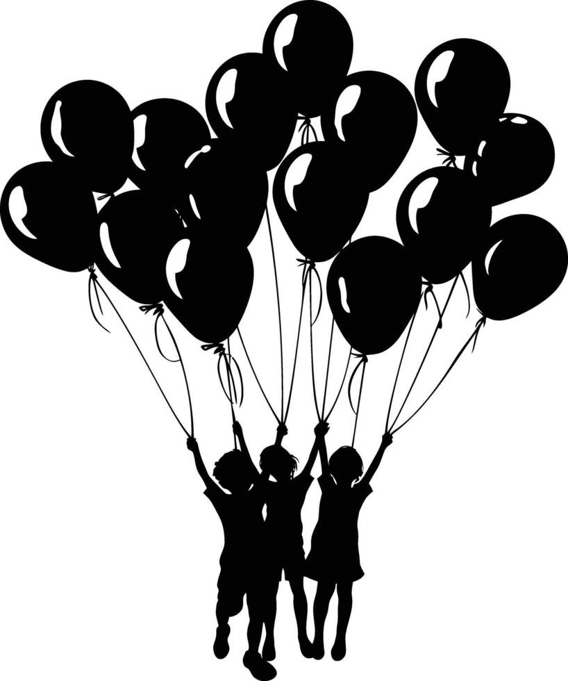 AI generated Silhouette balloon party black color only vector