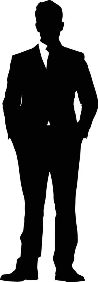 AI generated Silhouette bussiness man black color only full body vector