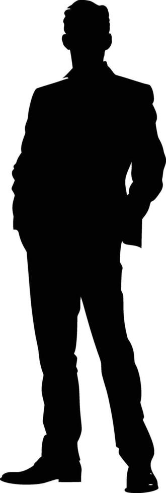 AI generated Silhouette bussiness man black color only full body vector