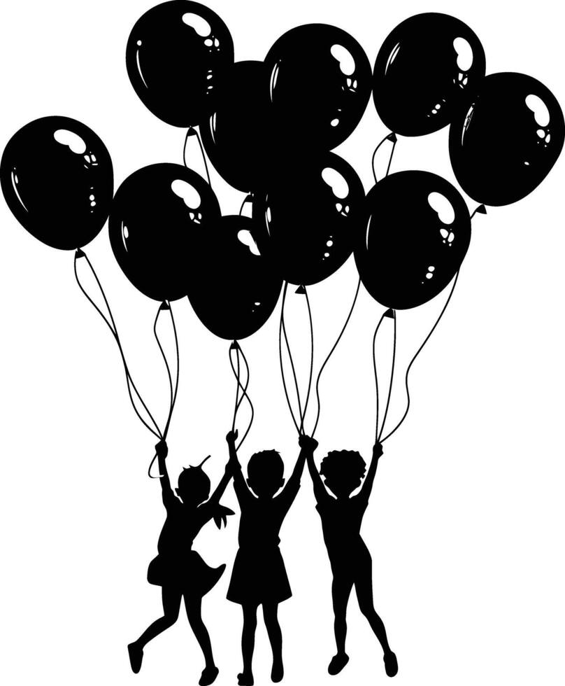 AI generated Silhouette balloon party black color only vector