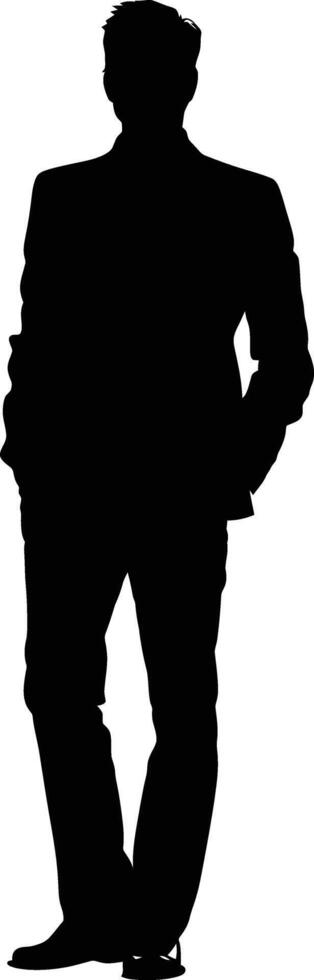 AI generated Silhouette bussiness man black color only full body vector