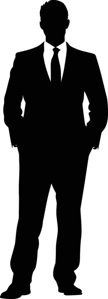 AI generated Silhouette bussiness man black color only full body vector