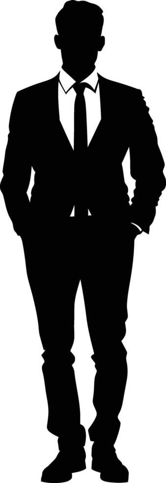AI generated Silhouette bussiness man black color only full body vector