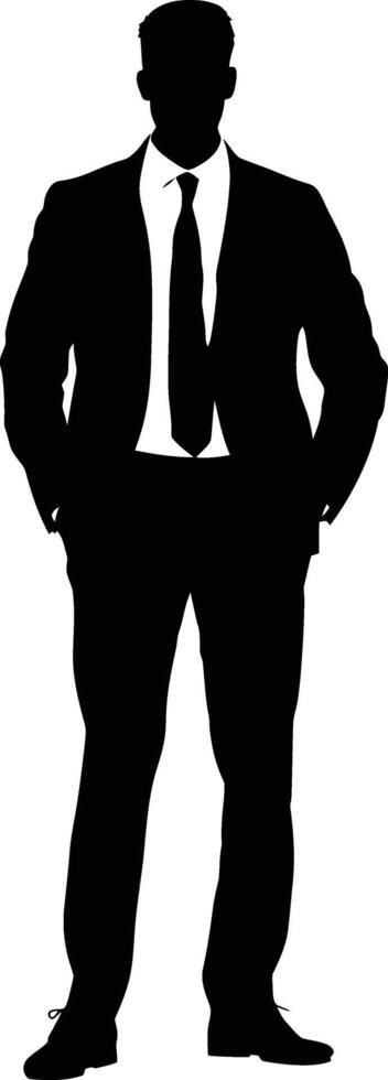 AI generated Silhouette bussiness man black color only full body vector