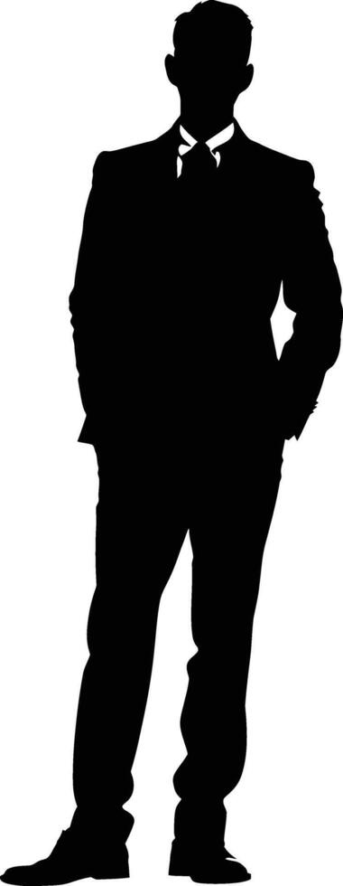 AI generated Silhouette bussiness man black color only full body vector