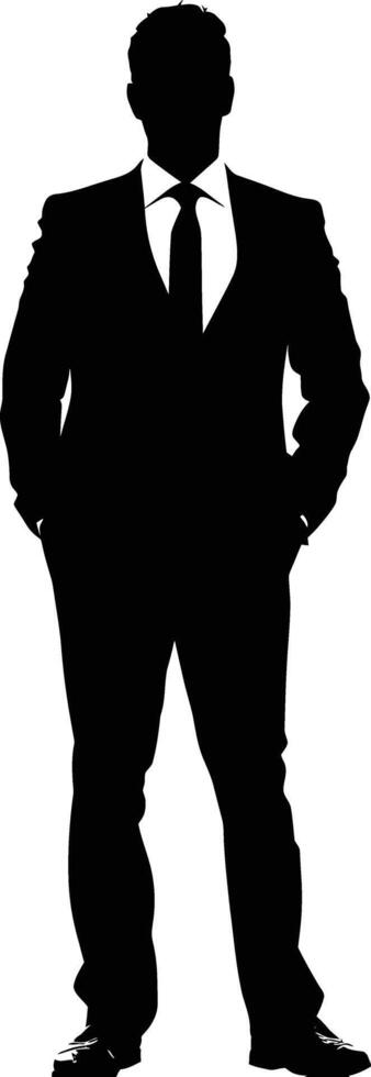 AI generated Silhouette bussiness man black color only full body vector