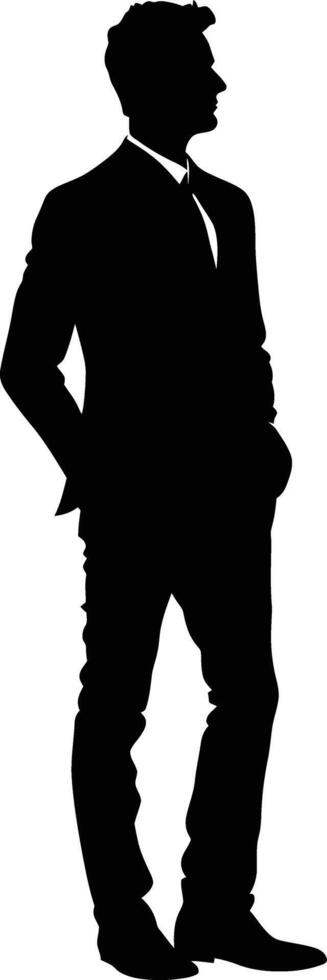 AI generated Silhouette bussiness man black color only full body vector